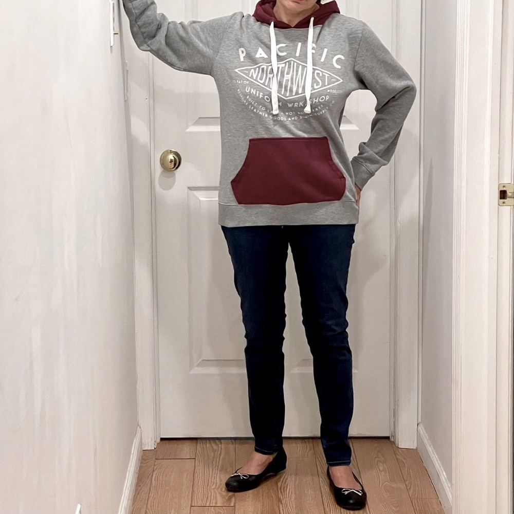 Fleece Collection red and grey hoodie sweater